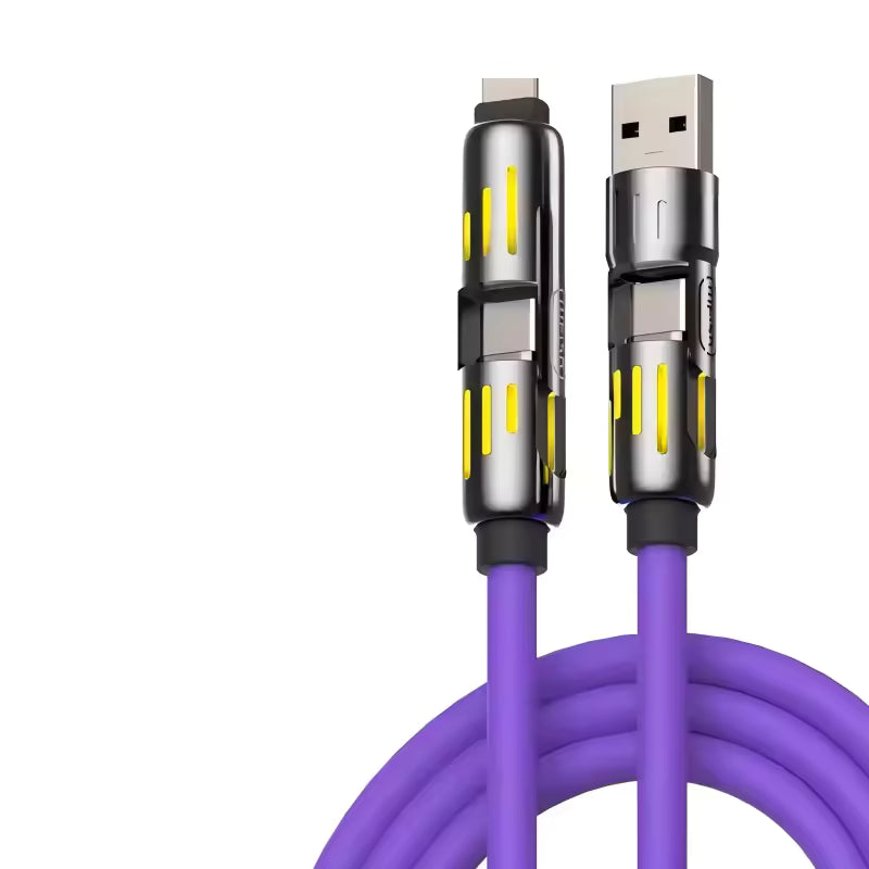 LED light 4 in 1 fast charging cable for iPhone & Android | ApexSourc