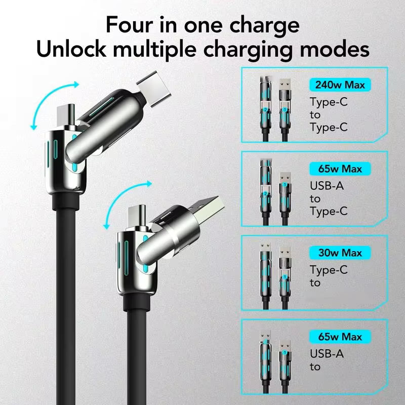 LED light 4 in 1 fast charging cable for iPhone & Android | ApexSourc