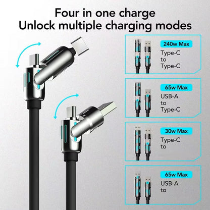 LED light 4 in 1 fast charging cable for iPhone & Android | ApexSourc